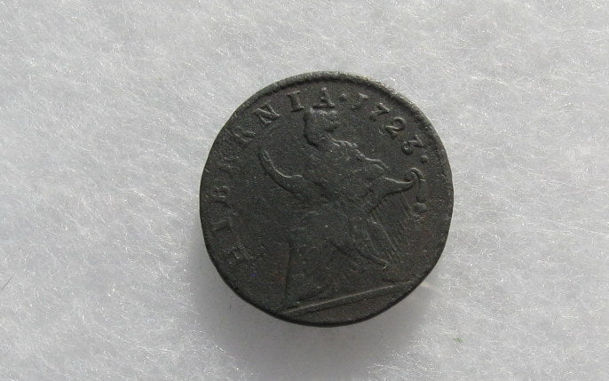 1723 Woods Hibernia Halfpenny F-15 | Of Coins & Crystals