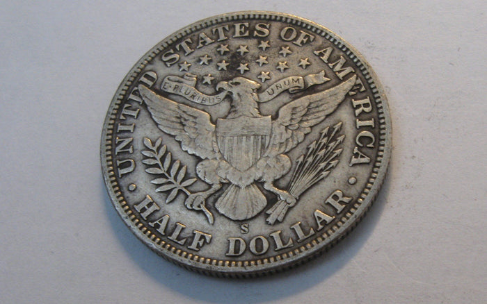 1905-S Barber Half Dollar. VF-20 | Of Coins & Crystals