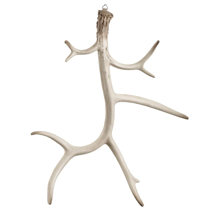 23.5-inch gray resin and lime powder antler wall decor with a rustic, sculptural design for modern home interiors.