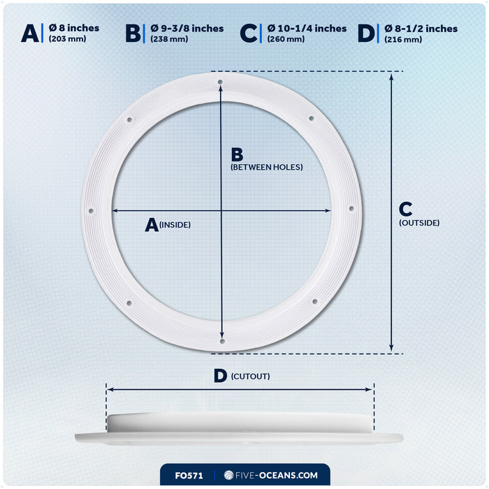 8" Deck Plate, Round, White