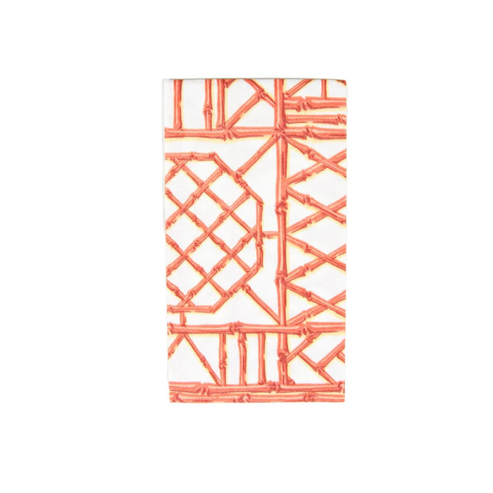 Bamboo Screen Coral Paper Linen Guest Towel Napkins.