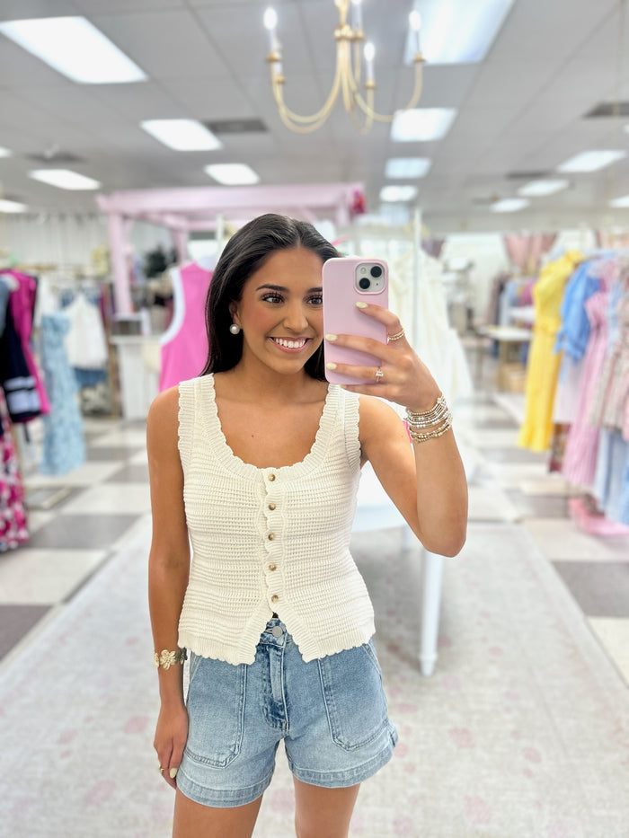 Crochet Knit Sleeveless Top
