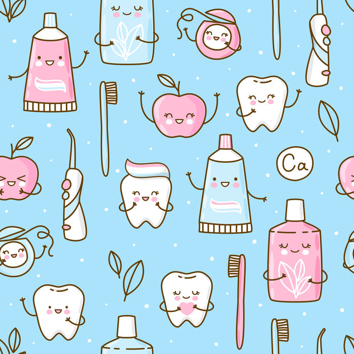 Dentist Fabric, Teeth, Tooth Brushes, Paste Fabric on Turquoise, 3702 - Beautiful Quilt