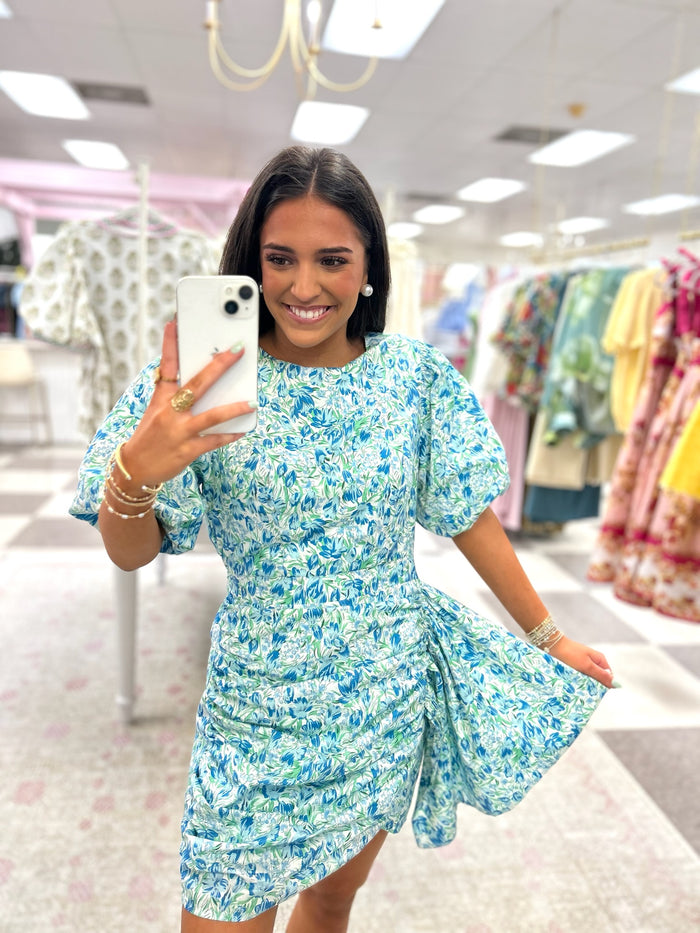 Elizabeth Blue Floral Mini Dress