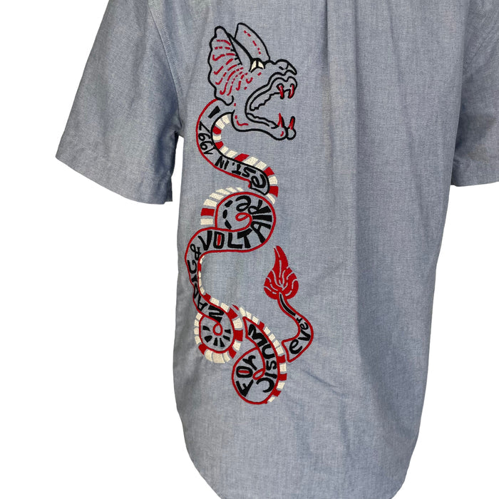 Embroidered Blue Collar Shirt - S/M