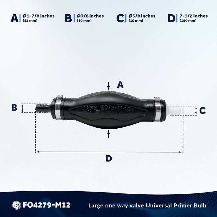 Value pack - Fuel Primer Bulb, 3/8" Universal, 12-pack - FO4279-M12 - Five Oceans