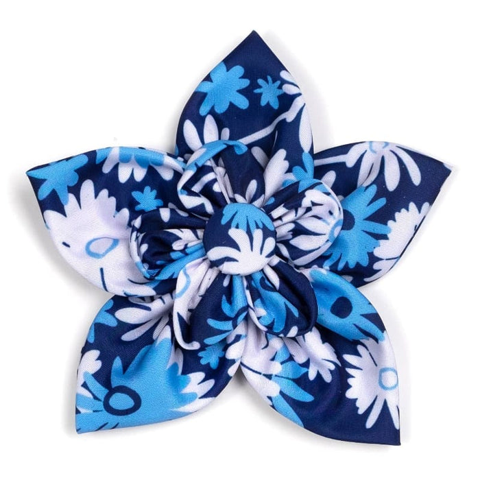 The Worthy Dog Bow Ties Flower Power Blue Flower Pet Collar Attachment - Size Small