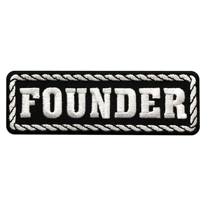 Founder MC Biker Patch (Iron On) (Black/White)