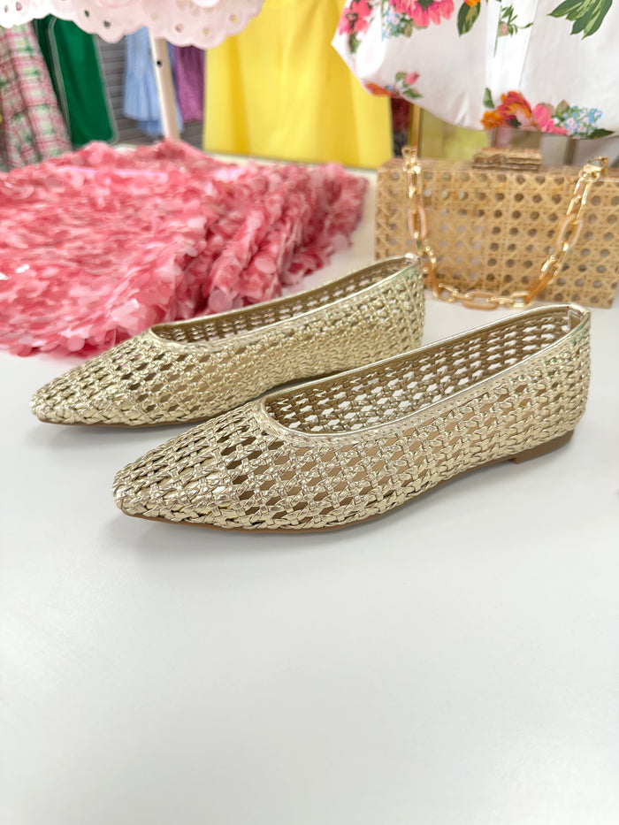Gold Woven Flats