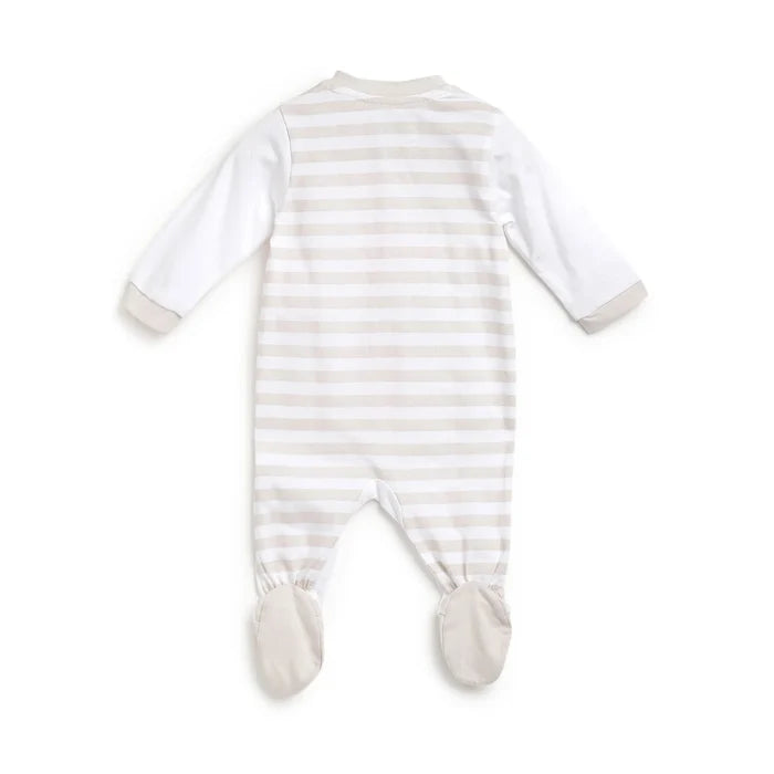 Infants White Printed Front Opening Babysuit