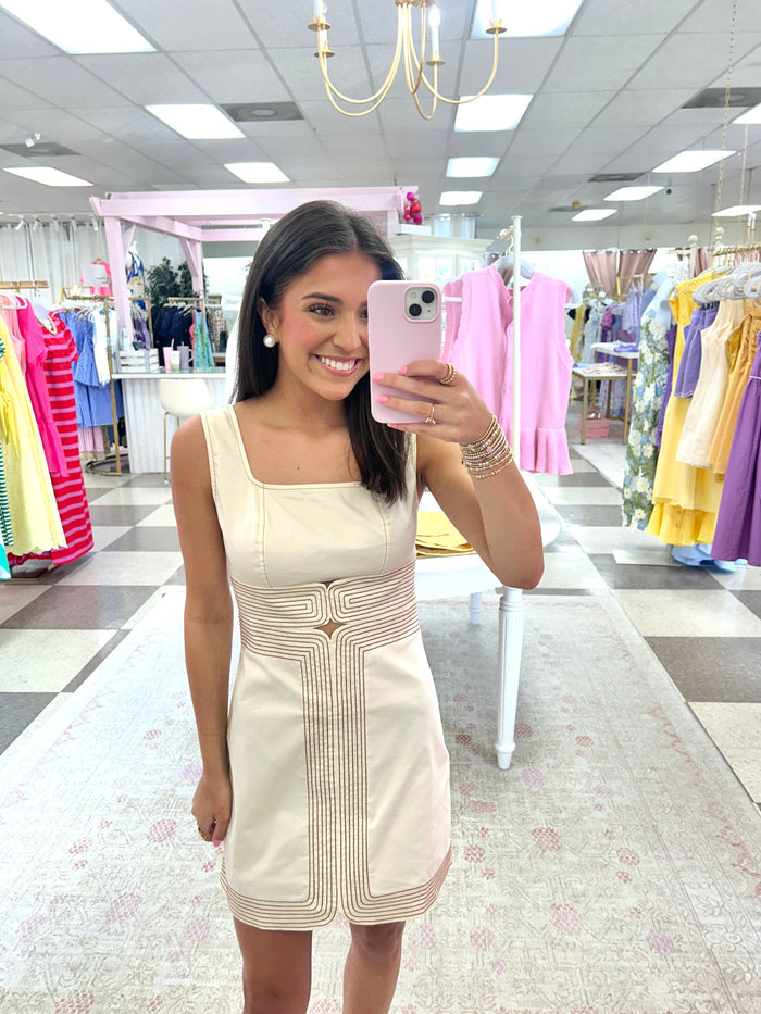 Kammy Mini Dress (Cream/Brown)