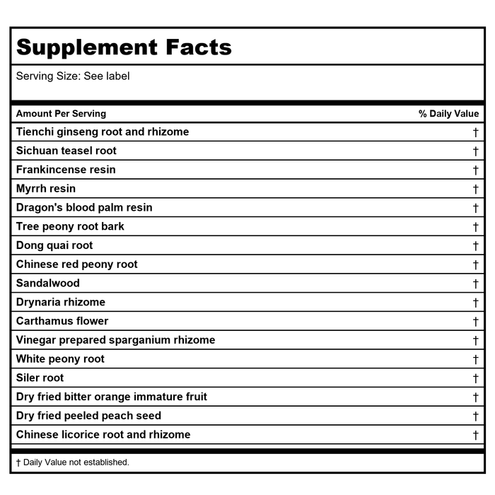 Kan Herb Traditionals Great Mender Formula 2 Ounce - Supplement Facts panel