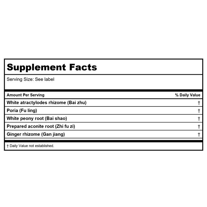 Kan Herb Traditionals True Warrior Formula 1 Ounce - Supplement Facts panel
