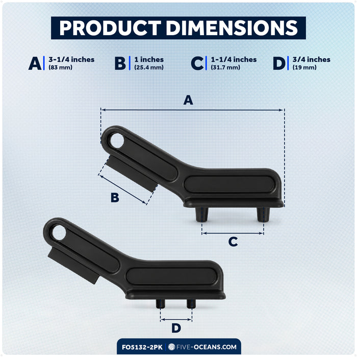 Marine Deck Plate Key, 2 Sizes, Black Nylon, 2-Pack