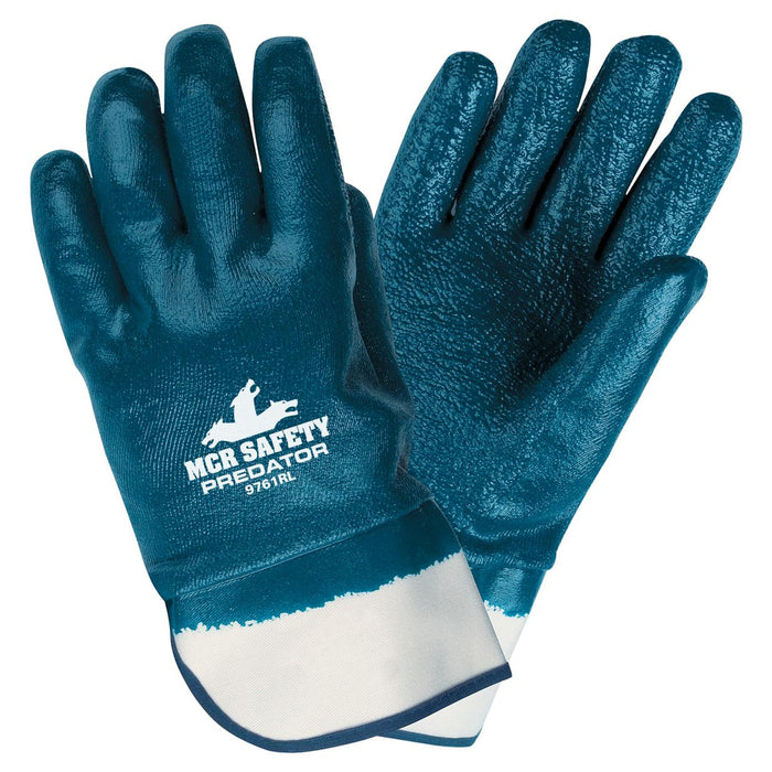 Memphis Predator Nitrile Coated Gloves Extra Rough Finish, Fully Coated, Large, Blue, Dozen #9761R