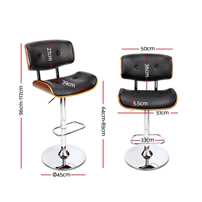 One Bar Stools Gas Lift Leather Black -Home Living Store - -
