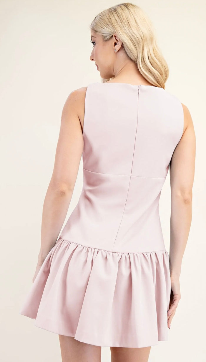 Pink Fit and Gathered with Bows Dress