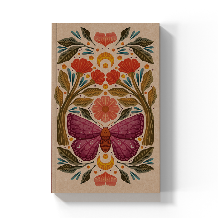 Purple Wings Kraft Lined Layflat Notebook