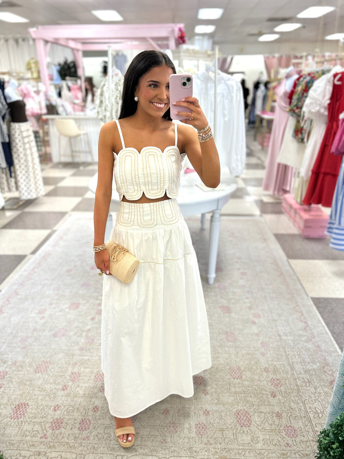 Saturday Social Top/Maxi Skirt Set (Off White)