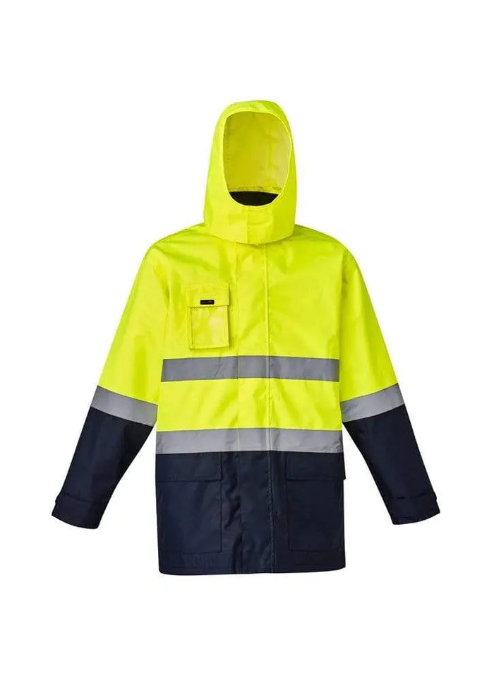 Syzmik Workwear Mens Hi Vis Basic 4 in 1 Waterproof Jacket ZJ220 flash uniforms XXS Yellow/Navy
