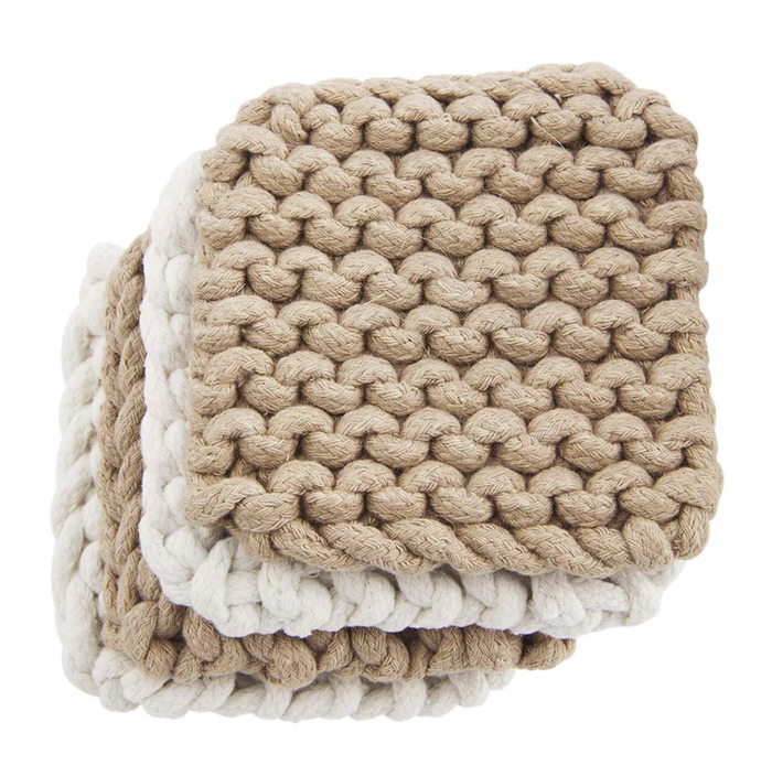 Taupe Crochet Coaster Set