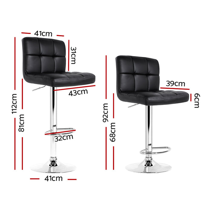 Two Bar Stools Leather Gas Lift Black-Home Living Store-