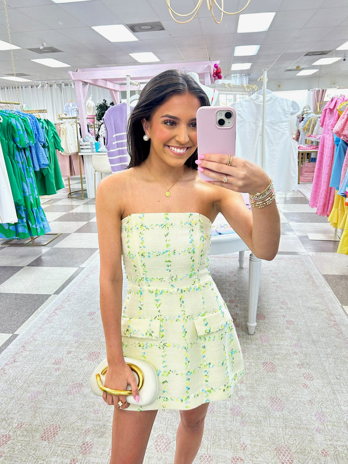 Vanessa Strapless Summer Tweed Dress