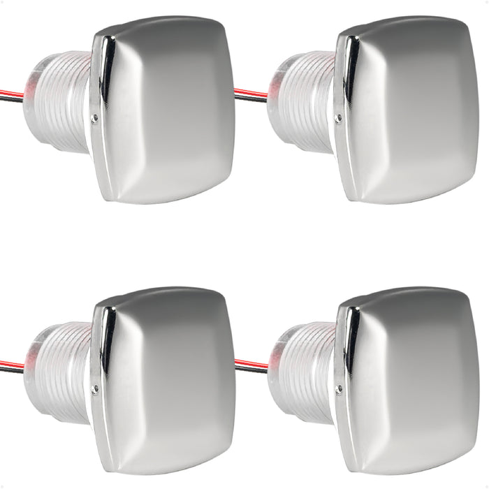 1-5/16" Square LED Thru-Hull Livewell / Courtesy Light, Blue 3LM, 12V, 4-Pack - FO4838 - Five Oceans