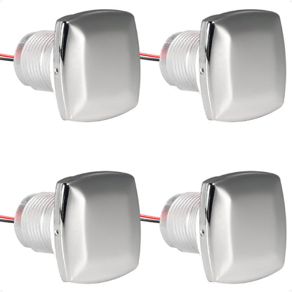 1-5/16" Square LED Thru-Hull Livewell / Courtesy Light, Blue 3LM, 12V, 4-Pack - FO4838 - Five Oceans