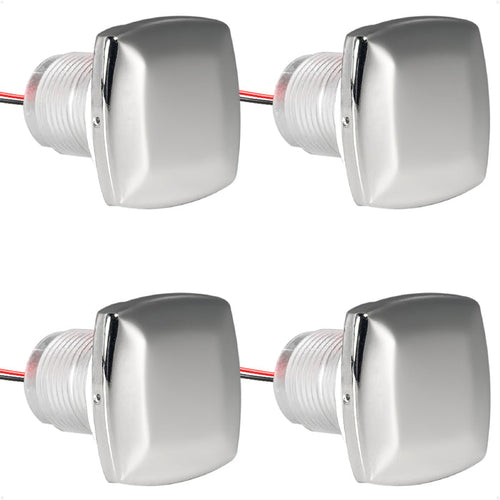 1-5/16" Square LED Thru-Hull Livewell / Courtesy Light, Blue 3LM, 12V, 4-Pack - FO4838 - Five Oceans