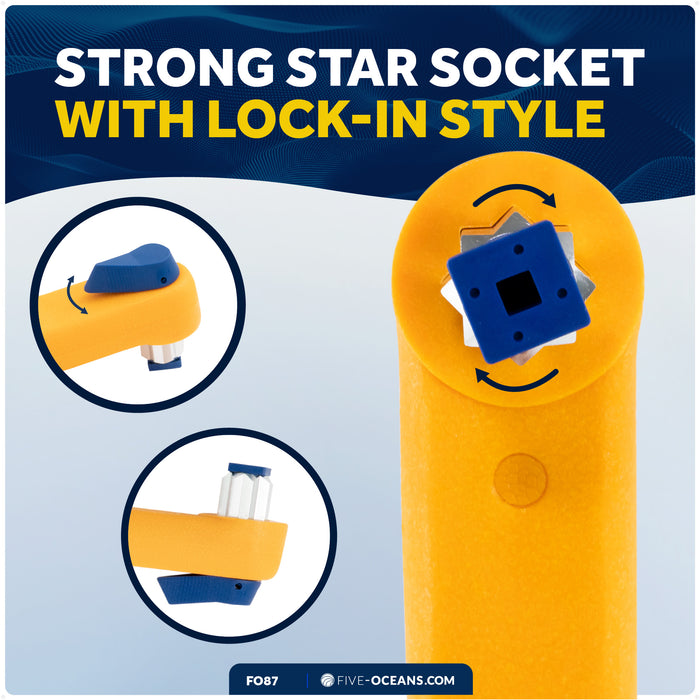 10" Universal Floating Winch Handle, Lock-In Mechanism, Orange & Blue - FO87 - Five Oceans
