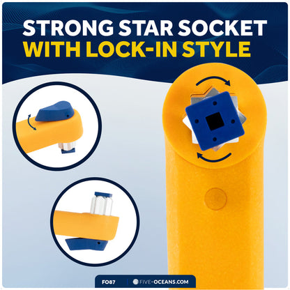 10" Universal Floating Winch Handle, Lock-In Mechanism, Orange & Blue - FO87 - Five Oceans