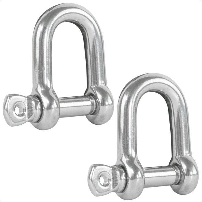 1/2" Captive Screw Pin D Anchor Shackle, AISI316 Stainless Steel, 2-Pack