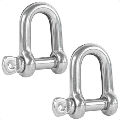 1/2" Captive Screw Pin D Anchor Shackle, AISI316 Stainless Steel, 2-Pack