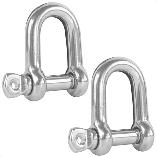 1/2" Captive Screw Pin D Anchor Shackle, AISI316 Stainless Steel, 2-Pack