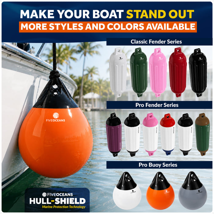 12" x 15" Inflatable Boat Buoy, Marine-Grade PVC - Orange/Black, 2-Pack