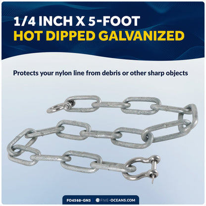 Anchor Chain 1/4" x 5' with Shackles - Galvanized Steel - FO4568-GN5 - Five Oceans