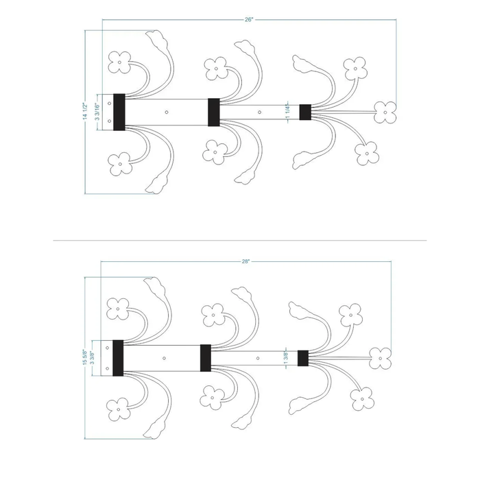 14th Century Wrought Iron Garage Door Dummy Hinge Strap