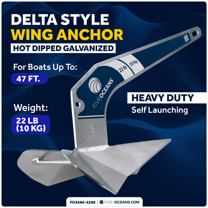 22 Lb / 10 Kg. Delta Anchor Kit for Windlass Systems - FO3686-4288 - Five Oceans