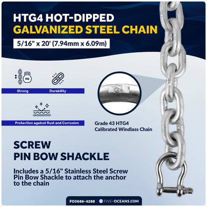 22 Lb / 10 Kg. Delta Anchor Kit for Windlass Systems - FO3686-4288 - Five Oceans