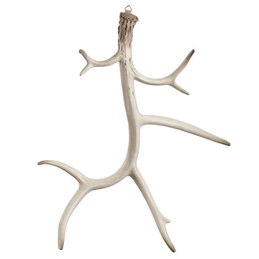 23.5-inch gray resin and lime powder antler wall decor with a rustic, sculptural design for modern home interiors.