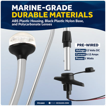24" LED Anchor Navigation Light, Plug-In, 12V - USCG 2NM Certified - FO1883 - Five Oceans