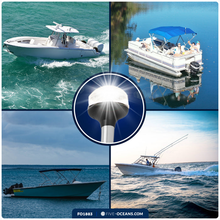 24" LED Anchor Navigation Light, Plug-In, 12V - USCG 2NM Certified - FO1883 - Five Oceans