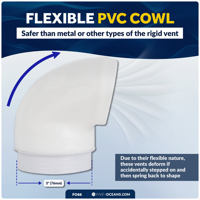 3" Cowl Vent with Snap-On Deck Plate & Cover - FO88 - Five Oceans