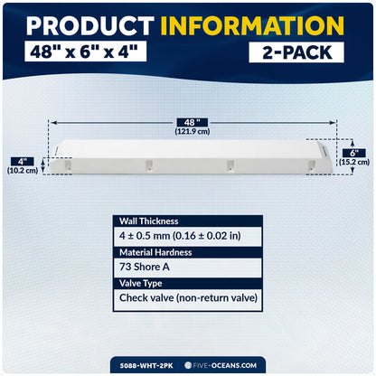 48" Piling Post Dock Bumpers, Marine-Grade PVC - White, 2-Pack
