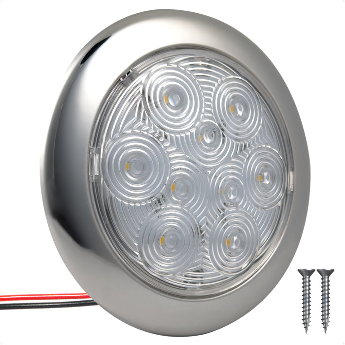 5-3/16" Surface-Mount LED Slim Dome / Ceiling Light, Warm White, Stainless Steel Housing, 12V - FO4856 - Five Oceans