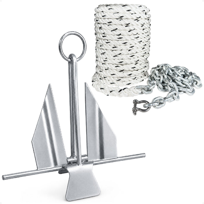 5 lb Slip Ring Fluke Anchor Kit with Hand-Spliced Rope & Chain