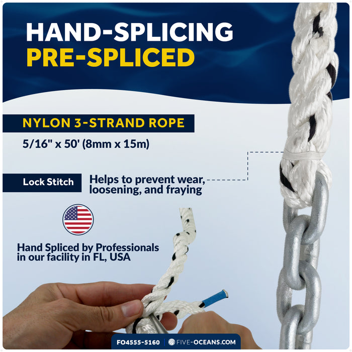 5 lb Slip Ring Fluke Anchor Kit with Hand-Spliced Rope & Chain