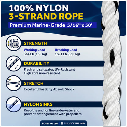 5 lb Slip Ring Fluke Anchor Kit with Hand-Spliced Rope & Chain