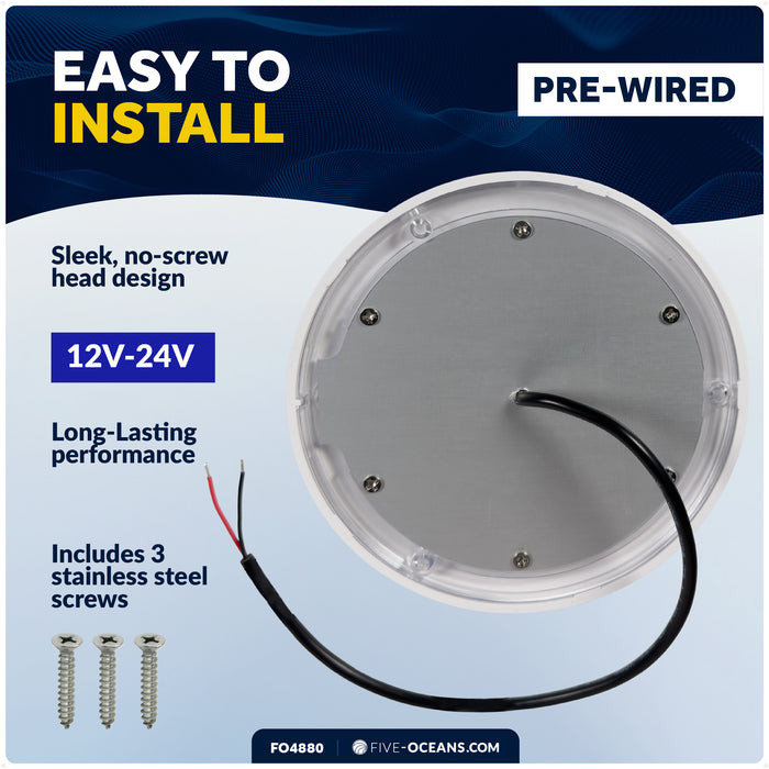 5" Surface-Mount LED Slim Dome / Ceiling Light, Warm White & Blue, 12V - FO4880 - Five Oceans